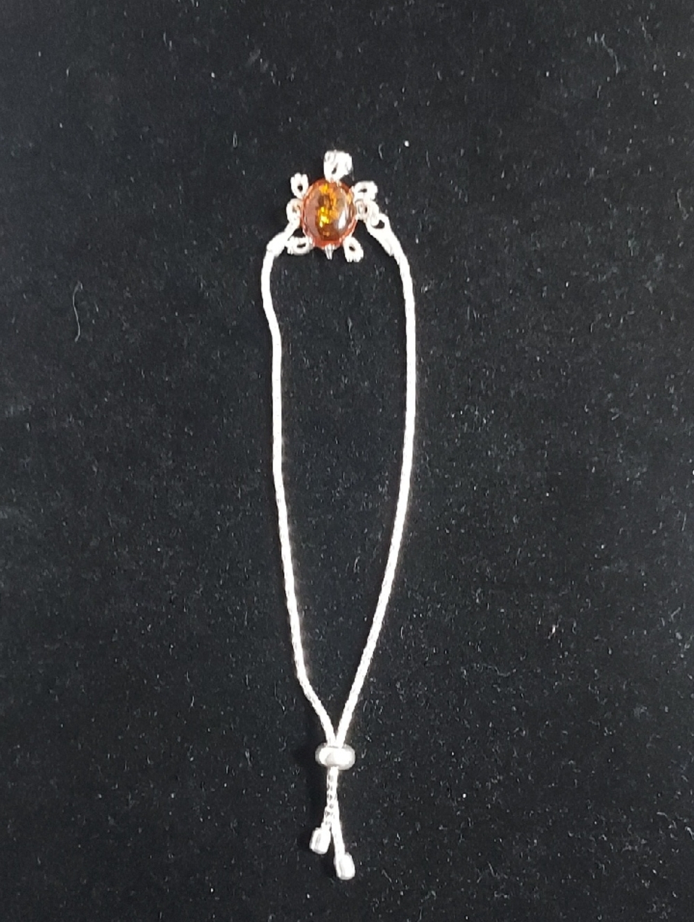 Sterling Silver-  Turtle Bracelet with Amber Gem- Elegant Women’s Jewelry